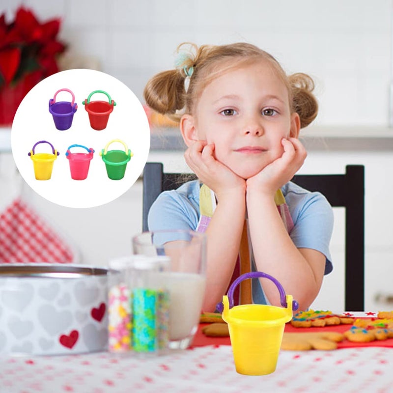 NUOBESTY Miniature Buckets Model 10 Pcs Dollhouse Buckets, 1: 12 Mini Buckets Model Miniature Buckets Dollhouse Accessories Small House Scene Layout Props for Mini House Buckets - Image 2